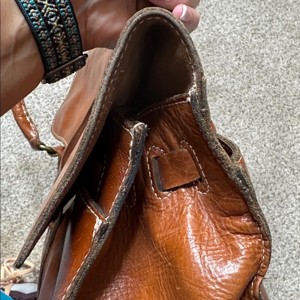 Patricia Nash Vienna Leather Satchel Tan Brown Distressed Top Handle Handbag